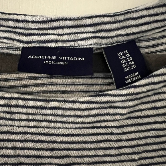 Adrienne Vittadini 100% Linen striped  3/4 Sleeve Tunic (J107) - Picture 4 of 9